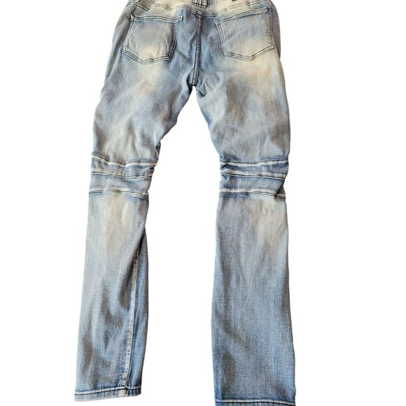 Rue 21 Premium Jeans Mens 32 x 33 Light Wash Destroyed Skinny Supreme Flex - Picture 3 of 13